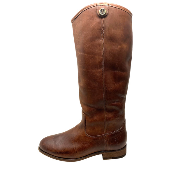 NEW Frye Melissa Button Tall Equestrian Riding Boots Sz 6 Cognac Oiled Leather - Picture 3 of 13